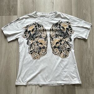 Affliction Paul Jeffries Red Label Signature Series Skull And Wings T Shirt